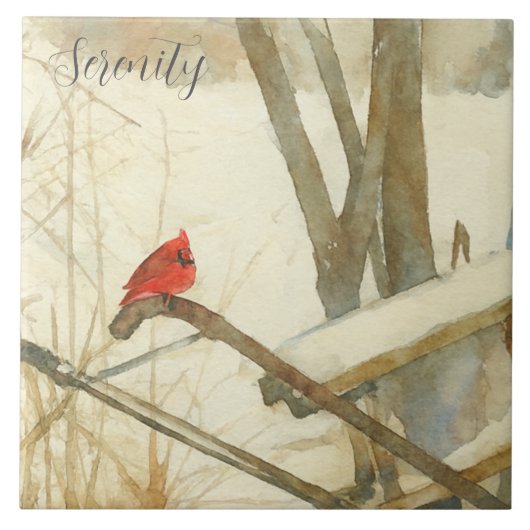 Watercolor Winter Cardinal タイル (正面)