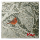 Watercolor Winter Cardinal Ceramic Tile タイル (正面)