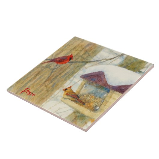 Watercolor Winter Cardinals タイル (側面)