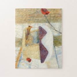 Watercolor Winter Cardinals on a Feeder ジグソーパズル