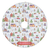 Watercolor Winter Christmas Objects Pattern フリース ツリースカート (正面)