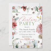 Watercolor Winter Holiday Floral Christmas Party 招待状 (正面)