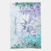 Watercolor Winter Landscape Happy Holidays キッチンタオル (縦)