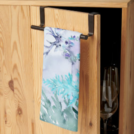 Watercolor Winter Landscape Happy Holidays キッチンタオル