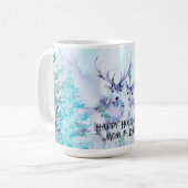 Watercolor Winter Landscape Happy Holidays コーヒーマグカップ (正面左)