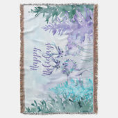 Watercolor Winter Landscape Happy Holidays スローブランケット (正面縦)