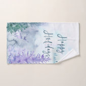 Watercolor Winter Landscape Happy Holidays バスタオルセット (ハンドタオル)