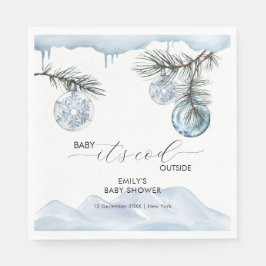 Watercolor Winter Mountain Snowflake Baby Shower  スタンダードランチョンナプキン