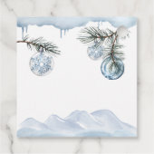Watercolor Winter Mountain Snowflake Baby Shower フェイバータグ (裏面)