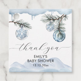 Watercolor Winter Mountain Snowflake Baby Shower  フェイバータグ