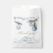 Watercolor Winter Mountain Snowflake Baby Shower フェイバーバッグ (正面)