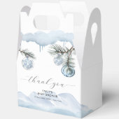 Watercolor Winter Mountain Snowflake Baby Shower フェイバーボックス (見開き)