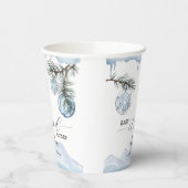 Watercolor Winter Mountain Snowflake Baby Shower  紙コップ (左)