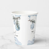 Watercolor Winter Mountain Snowflake Baby Shower  紙コップ (右)