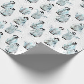 Watercolor Winter Penguins Baby Shower ラッピングペーパー (角)