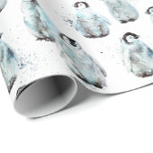 Watercolor Winter Penguins Baby Shower ラッピングペーパー (ロールコーナー)