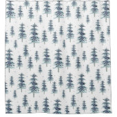 Watercolor Winter Pine Tree Pattern シャワーカーテン (正面)