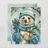 Watercolor Winter Polar Bear Scrapbook Paper (正面/裏面)