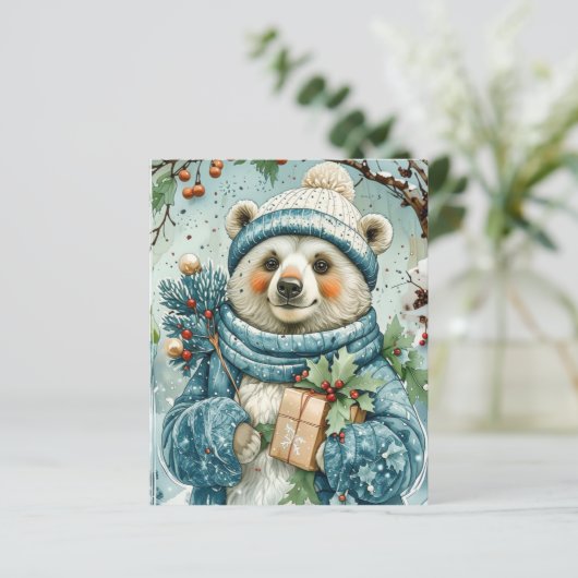Watercolor Winter Polar Bear Scrapbook Paper (スタンド正面)