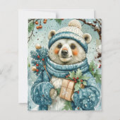 Watercolor Winter Polar Bear Scrapbook Paper (正面)