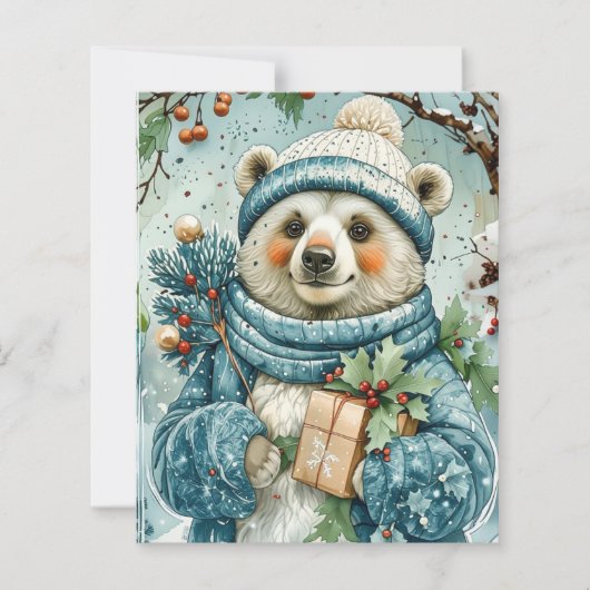 Watercolor Winter Polar Bear Scrapbook Paper (正面)