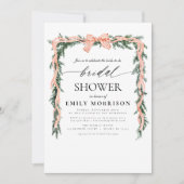 Watercolor Winter Red Bow QR Code Bridal Shower 招待状 (正面)