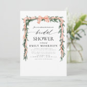 Watercolor Winter Red Bow QR Code Bridal Shower 招待状 (スタンド正面)