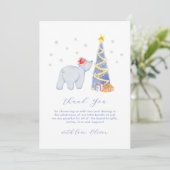 Watercolor Winter Santa Polar Bear Baby Shower  サンキューカード (スタンド正面)