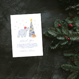 Watercolor Winter Santa Polar Bear Baby Shower  サンキューカード