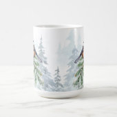 Watercolor Winter Spruce Tree Chickadee  コーヒーマグカップ (中央)