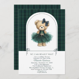 Watercolor  Winter  Teddy bear Christmas Baby Show 招待状
