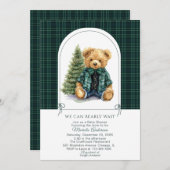 Watercolor  Winter  Teddy bear Christmas Baby Show 招待状 (正面/裏面)