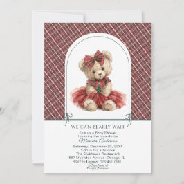 Watercolor  Winter  Teddy bear Christmas Baby Show 招待状