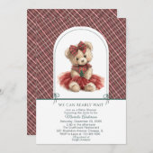 Watercolor  Winter  Teddy bear Christmas Baby Show 招待状 (正面/裏面)