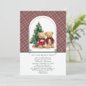 Watercolor  Winter  Teddy bear Christmas Baby Show 招待状 (スタンド正面)