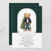 Watercolor  Winter  Teddy bear ChristmasInvitation 招待状 (正面/裏面)