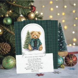 Watercolor  Winter  Teddy bear ChristmasInvitation 招待状