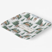 Watercolor Winter Wonderland Rustic Barn Christmas ペーパープレート (傾斜あり)