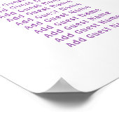 Watercolor Wisteria First Communion Seating Chart ポスター (角)