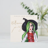Watercolor Witch Adult Halloween Party Invitation 招待状 (スタンド正面)