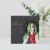 Watercolor Witch Adult Halloween Party Invitation 招待状 (スタンド正面)