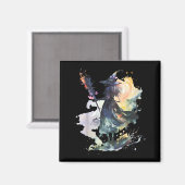 Watercolor Witch Halloween Fall Autumn Art Paintin マグネット (正面/裏面)