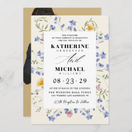 Watercolor Wldflowers Meadow & Add Photo Wedding 招待状