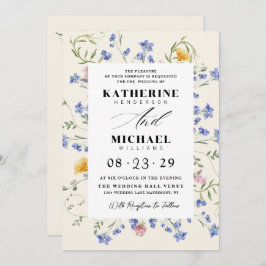 Watercolor Wldflowers Meadow Details RSVP Wedding 招待状