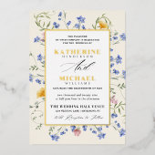 Watercolor Wldflowers Meadow Details RSVP Wedding 箔招待状 (正面)