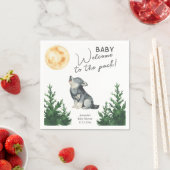 Watercolor Wolf Baby Shower  スタンダードカクテルナプキン (インサイチュ)
