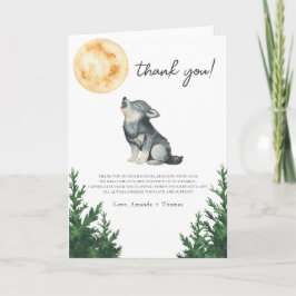 Watercolor Wolf Baby Shower Thank you サンキューカード