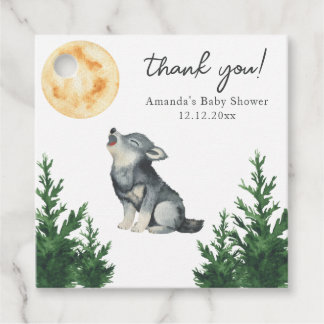 Watercolor Wolf Baby Shower Thank you フェイバータグ