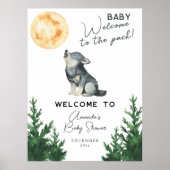 Watercolor Wolf Baby shower Welcome ポスター (正面)