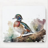 Watercolor Wood Duck マウスパッド (正面)